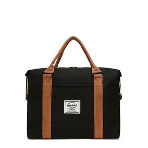 Black Duffel Bag Weekend Overnight Briefcase Laptop Bag Brown Handles NEW